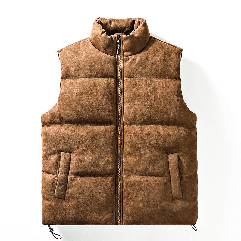 Exclusive Men's Stand Collar Padded Vest — Black — Size 2XL — Top View