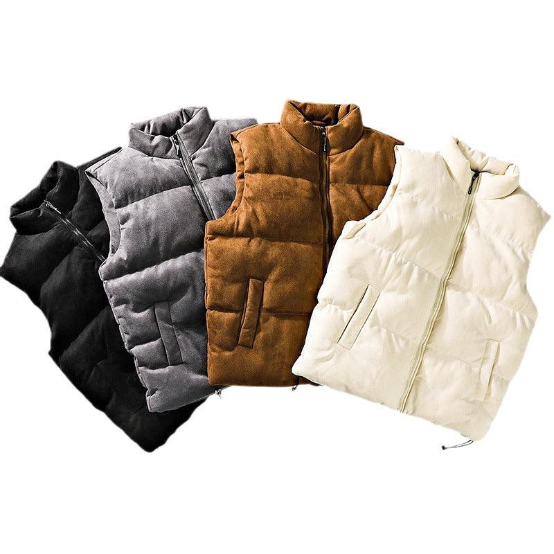 Exclusive Men's Stand Collar Padded Vest — Black — Size 2XL — Side View