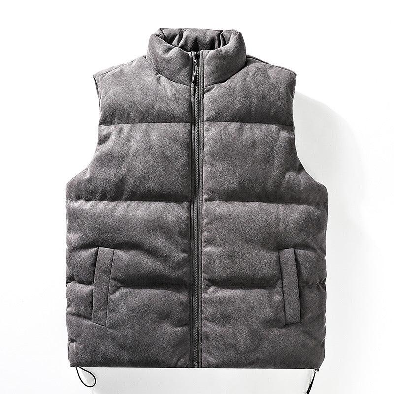 Exclusive Men's Stand Collar Padded Vest — Black — Size 2XL — Detail View