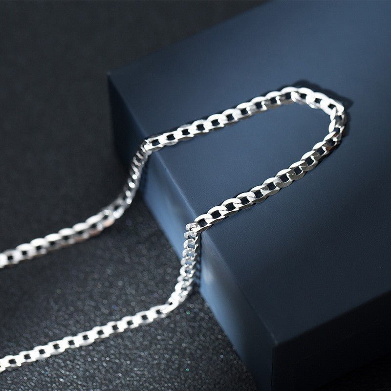Exclusive Simple Trendy Men's Curb Necklace — 3mm45cm — Size 925 Silver — Alternate View 8