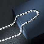 Exclusive Simple Trendy Men's Curb Necklace — 3mm45cm — Size 925 Silver — Back View