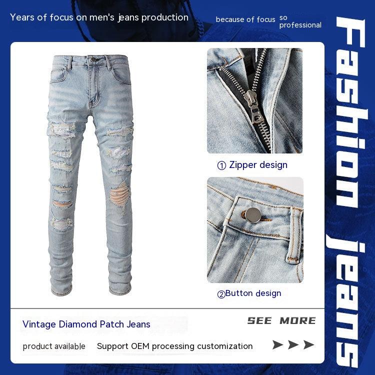 Exclusive Slim Fit All-matching Stretch Feet Pants — Light Color — Size 28 — Top View