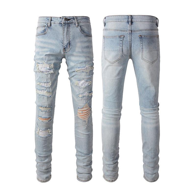 Exclusive Slim Fit All-matching Stretch Feet Pants — Light Color — Size 28 — Detail View