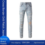 Exclusive Slim Fit All-matching Stretch Feet Pants — Light Color — Size 28 — Back View