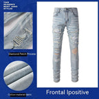 Exclusive Slim Fit All-matching Stretch Feet Pants — Light Color — Size 28 — Side View