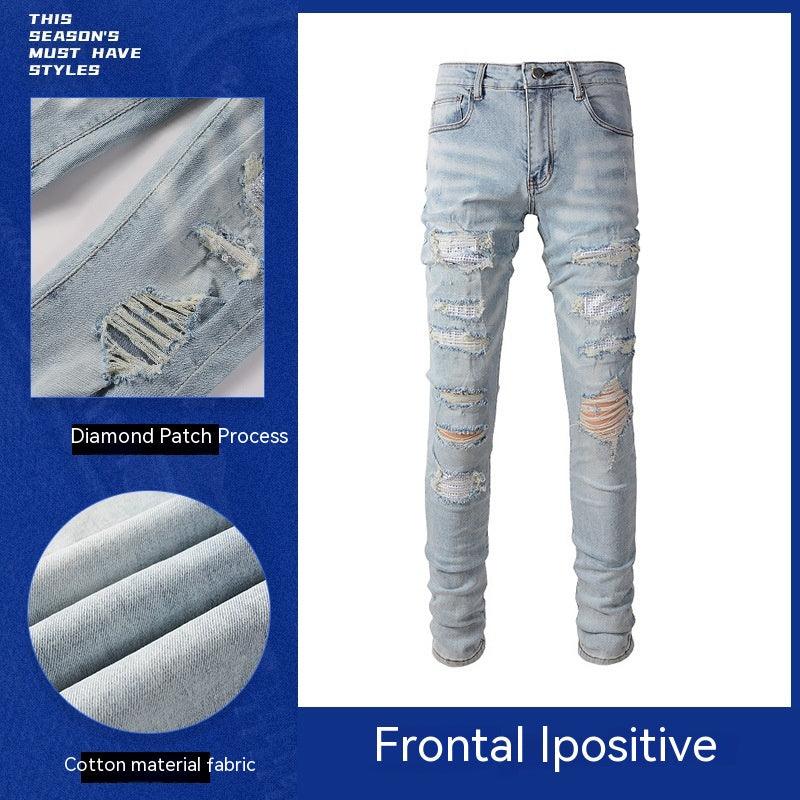 Exclusive Slim Fit All-matching Stretch Feet Pants — Light Color — Size 28 — Side View