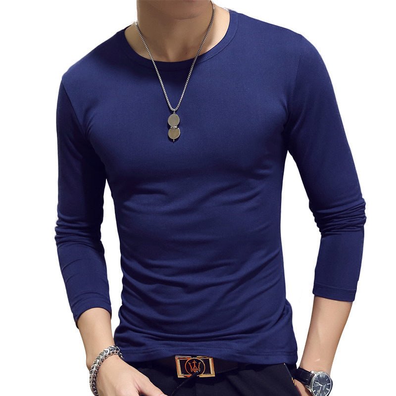 Exclusive Slim-Fit Solid Color Round Neck Pullover Men's — Black A — Size XL — Alternate View 14