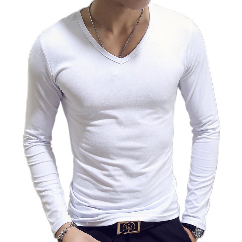 Exclusive Slim-Fit Solid Color Round Neck Pullover Men's — Black A — Size XL — Front View