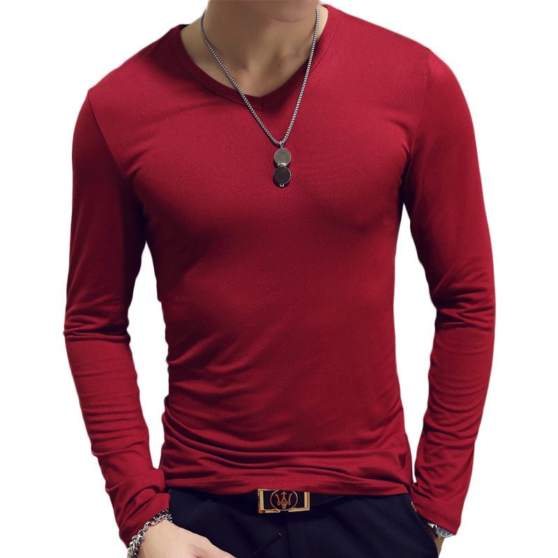 Exclusive Slim-Fit Solid Color Round Neck Pullover Men's — Black A — Size XL — Alternate View 7