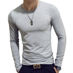 Exclusive Slim-Fit Solid Color Round Neck Pullover Men's — Black A — Size XL — Top View