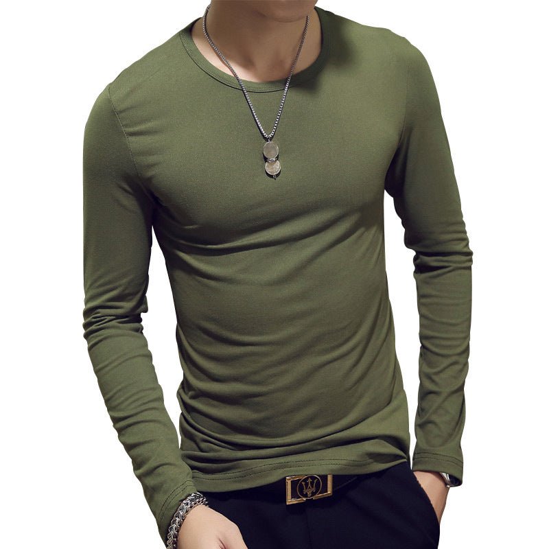 Exclusive Slim-Fit Solid Color Round Neck Pullover Men's — Black A — Size XL — Alternate View 11