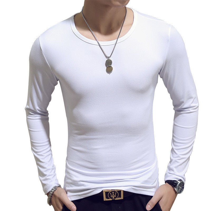 Exclusive Slim-Fit Solid Color Round Neck Pullover Men's — Black A — Size XL — Alternate View 13