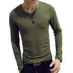 Exclusive Slim-Fit Solid Color Round Neck Pullover Men's — Black A — Size XL — Detail View