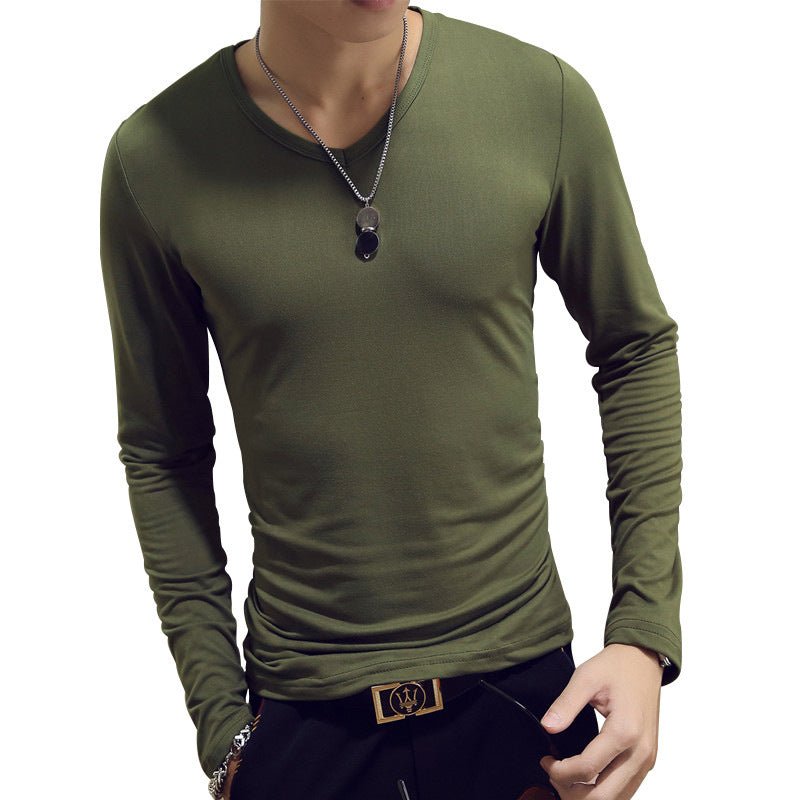 Exclusive Slim-Fit Solid Color Round Neck Pullover Men's — Black A — Size XL — Detail View