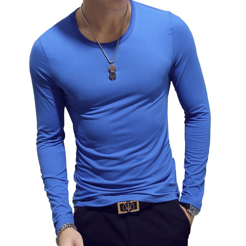 Exclusive Slim-Fit Solid Color Round Neck Pullover Men's — Black A — Size XL — Alternate View 10