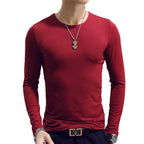 Exclusive Slim-Fit Solid Color Round Neck Pullover Men's — Black A — Size XL — Side View