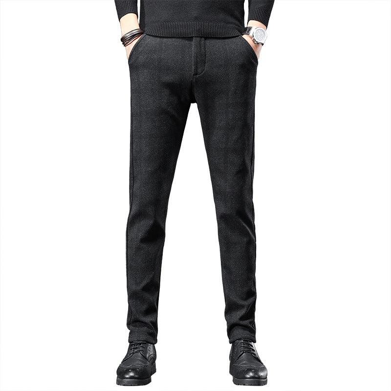 Exclusive Slim Straight Loose Men's Casual Pants — Black — Size 28 — Back View