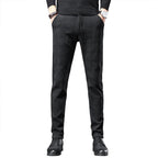 Exclusive Slim Straight Loose Men's Casual Pants — Black — Size 28 — Back View