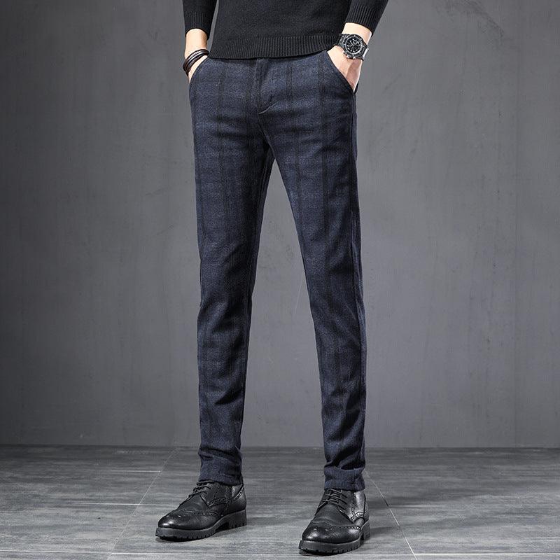 Exclusive Slim Straight Loose Men's Casual Pants — Black — Size 28 — Front View