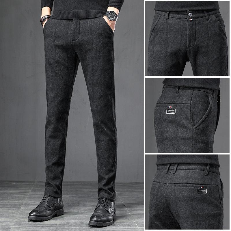 Exclusive Slim Straight Loose Men's Casual Pants — Black — Size 28 — Detail View