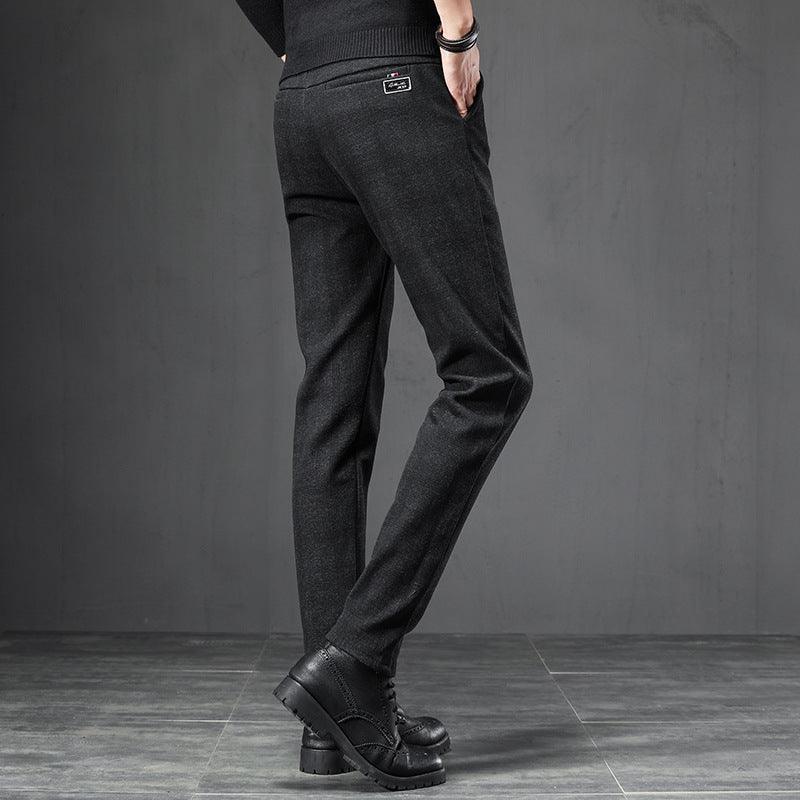 Exclusive Slim Straight Loose Men's Casual Pants — Black — Size 28 — Top View