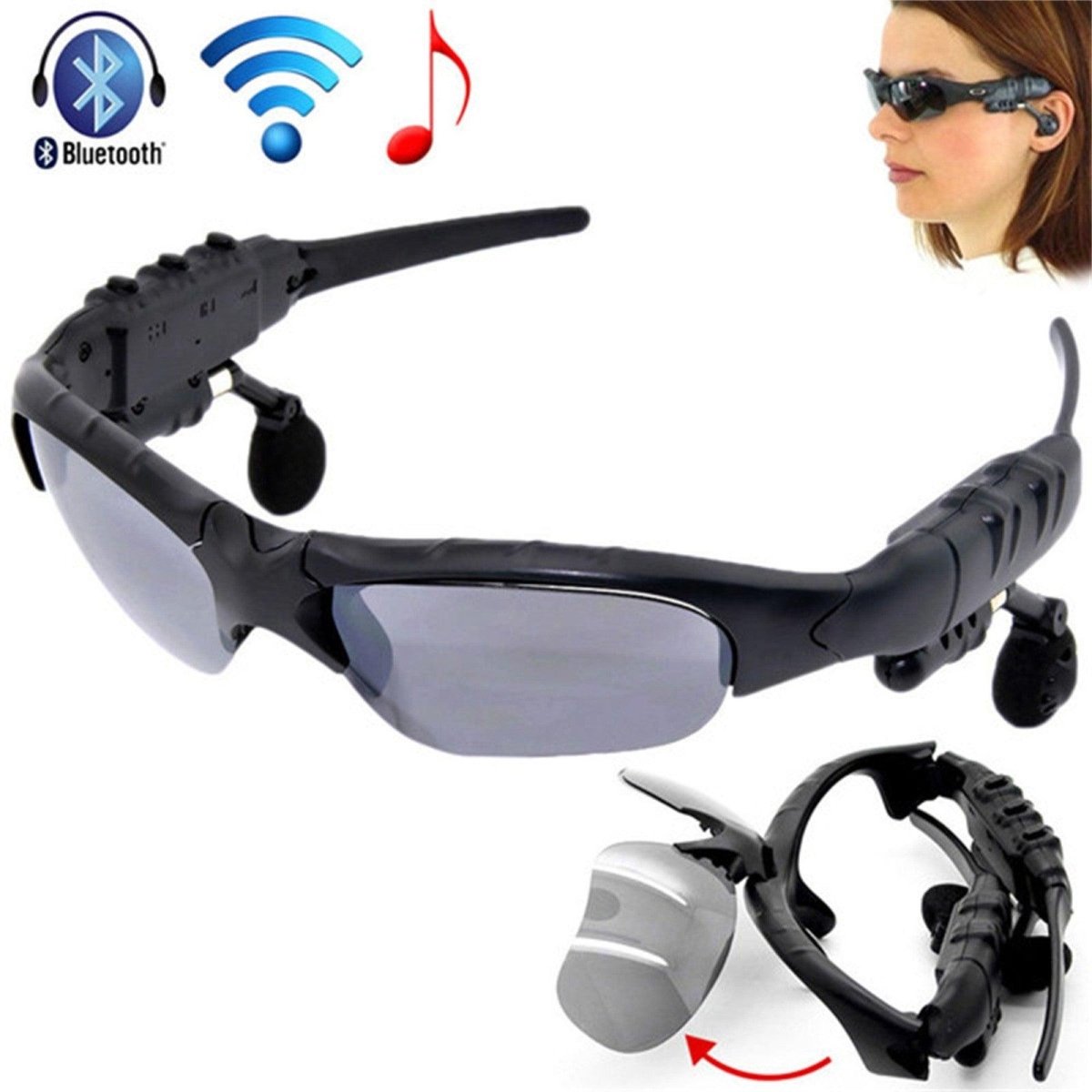 Exclusive Smart Digital Glasses — Black — Front View