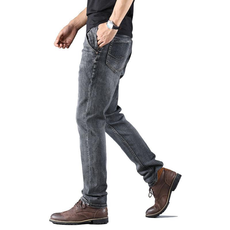 Exclusive Smoky Gray Jeans Men's Loose Straight — Blue Gray — Size 28 — Front View