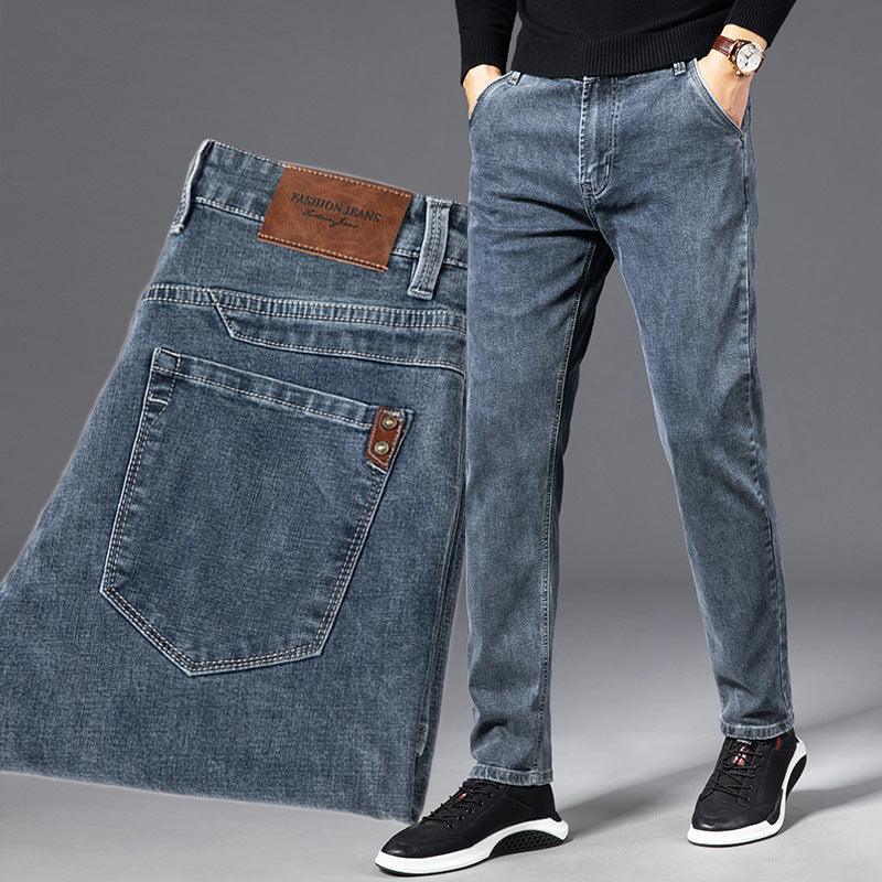 Exclusive Smoky Gray Jeans Men's Loose Straight — Blue Gray — Size 28 — Back View