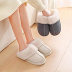 Exclusive Soft Lined Cotton Shoes | Warm Non-Slip House Slippers — Brown — Size 36or37 — Back View