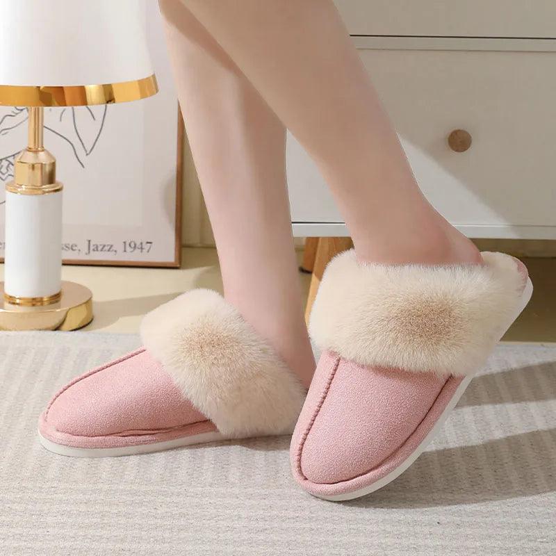 Exclusive Soft Lined Cotton Shoes | Warm Non-Slip House Slippers — Brown — Size 36or37 — Side View