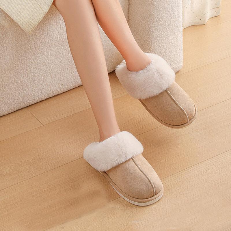 Exclusive Soft Lined Cotton Shoes | Warm Non-Slip House Slippers — Brown — Size 36or37 — Detail View