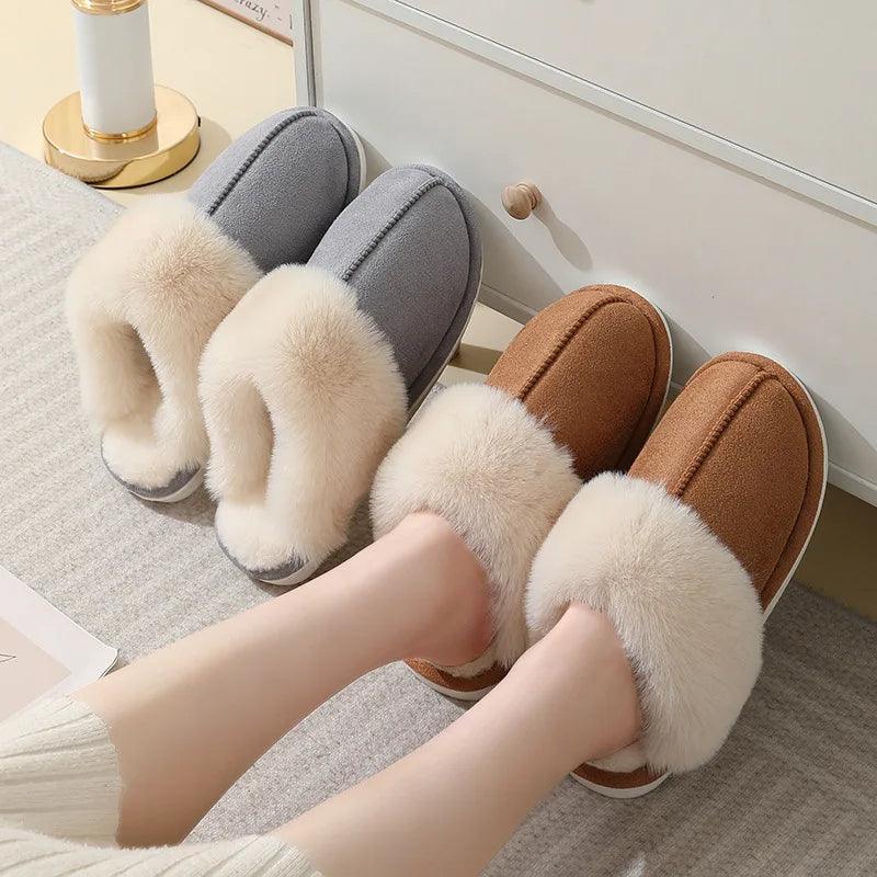 Exclusive Soft Lined Cotton Shoes | Warm Non-Slip House Slippers — Brown — Size 36or37 — Top View