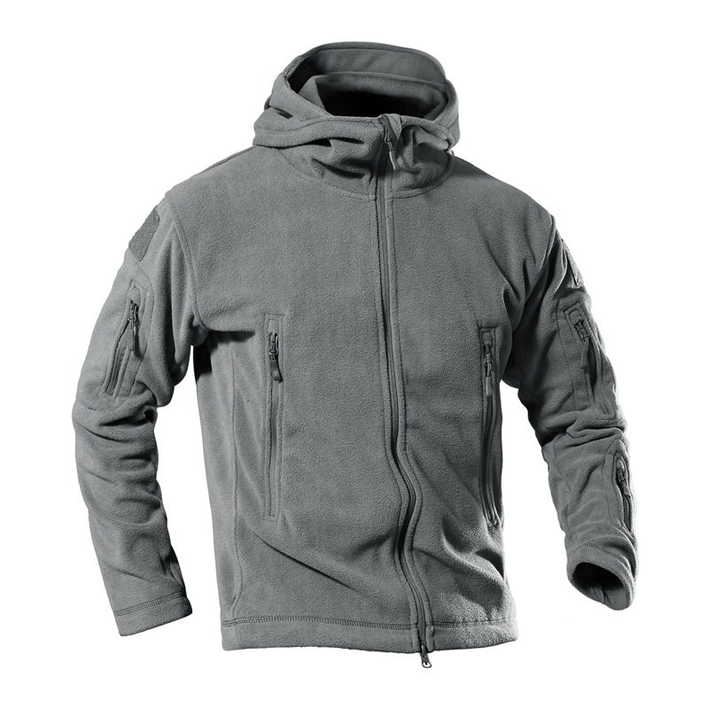 Exclusive Softshell Outdoor Thermal Fleece Jacket — Army Green — Size 2XL — Detail View