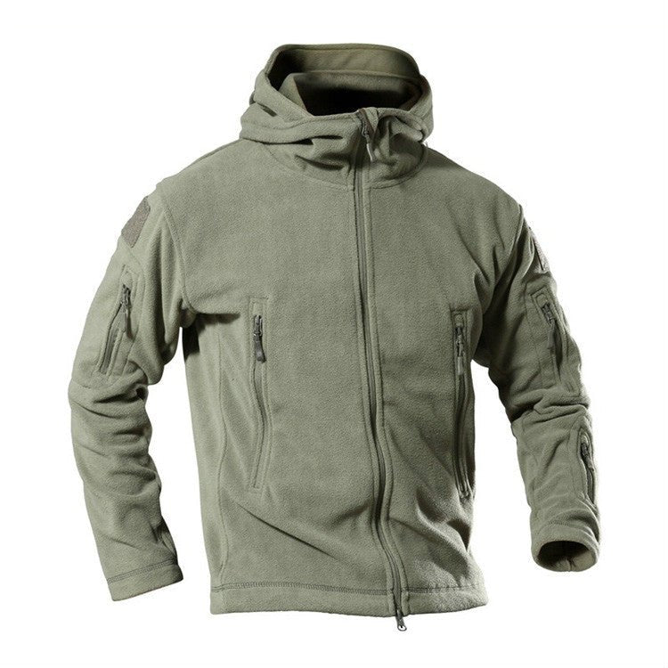 Exclusive Softshell Outdoor Thermal Fleece Jacket — Army Green — Size 2XL — Side View