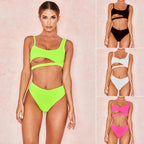 Exclusive Solid color ladies swimwear — Black — Size L — Front View