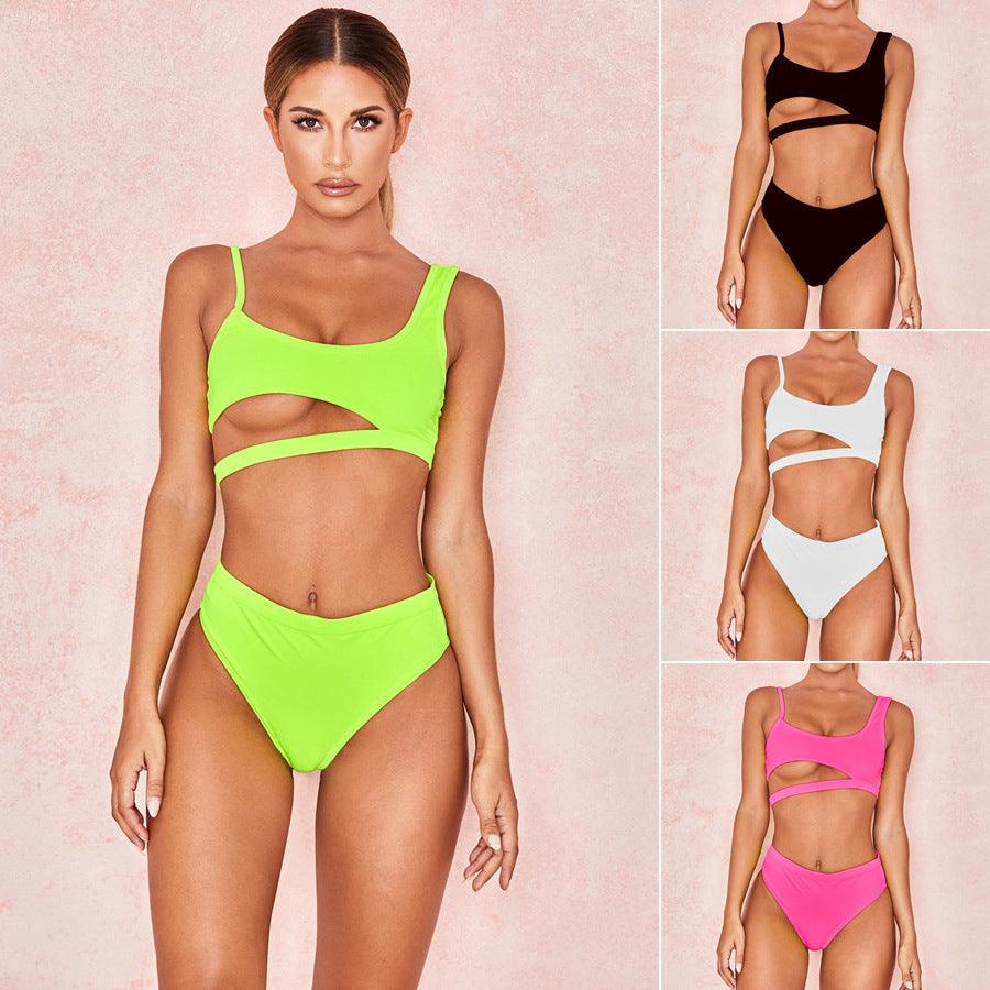 Exclusive Solid color ladies swimwear — Black — Size L — Front View