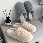 Exclusive Solid Color Simple Cotton Slippers — Pink — Size 36or37 — Front View