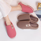 Exclusive Solid Color Striped Slippers For Women — Coffee — Size 40to41 — Top View
