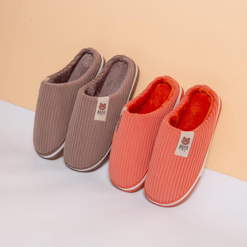 Exclusive Solid Color Striped Slippers For Women — Coffee — Size 40to41 — Detail View