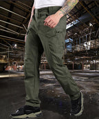 Exclusive Solid Color Waterproof Men's Wear-resistant Plaid Overalls — Black — Size 2XL — Alternate View 10