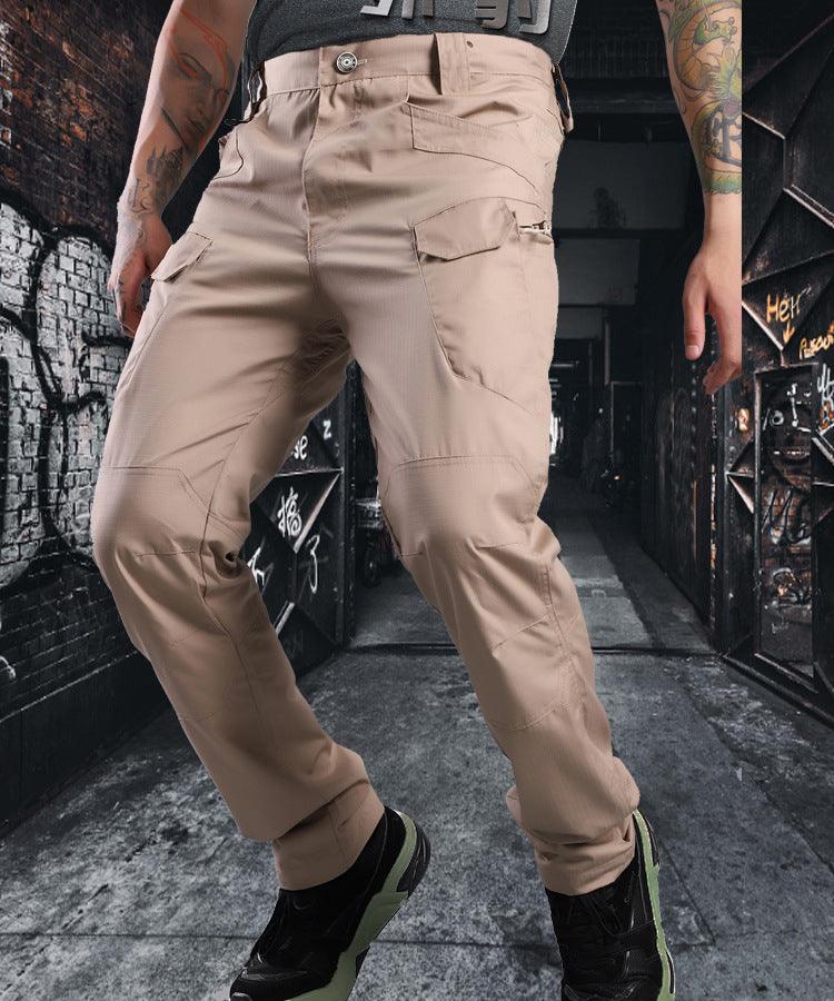 Exclusive Solid Color Waterproof Men's Wear-resistant Plaid Overalls — Black — Size 2XL — Front View