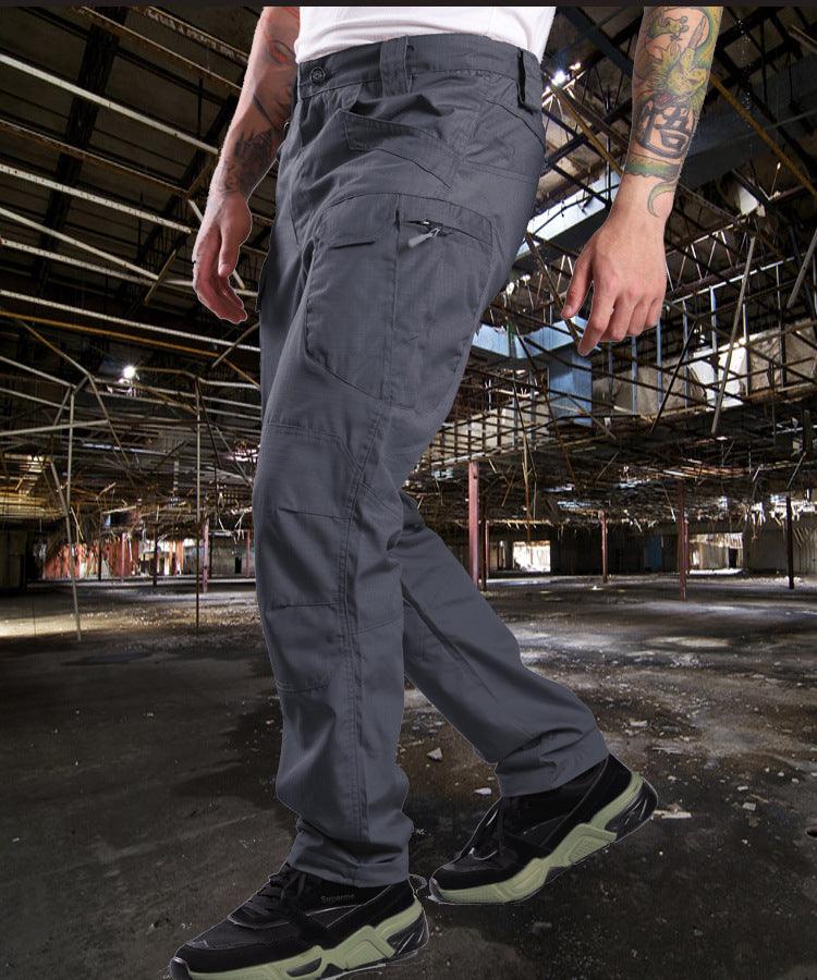 Exclusive Solid Color Waterproof Men's Wear-resistant Plaid Overalls — Black — Size 2XL — Lifestyle View