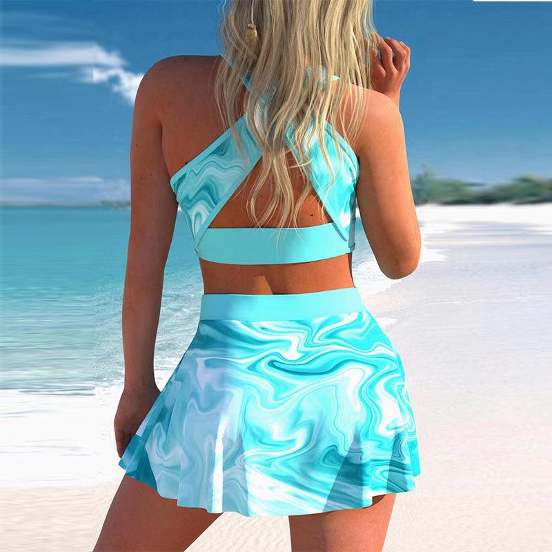 Exclusive Split Swimwear Skirt Conservative Large Print — Picture 1style — Size 2XL — Top View