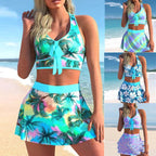 Exclusive Split Swimwear Skirt Conservative Large Print — Picture 1style — Size 2XL — Front View