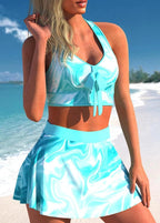 Exclusive Split Swimwear Skirt Conservative Large Print — Picture 1style — Size 2XL — Back View