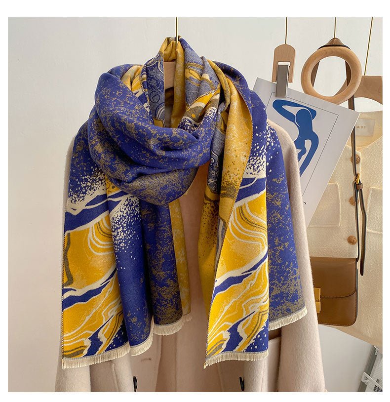 Exclusive Style Double-sided Thickened Warm Scarf — Dark Green — Size 190cm — Detail View