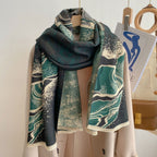 Exclusive Style Double-sided Thickened Warm Scarf — Dark Green — Size 190cm — Front View