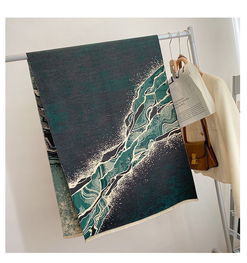 Exclusive Style Double-sided Thickened Warm Scarf — Dark Green — Size 190cm — Lifestyle View