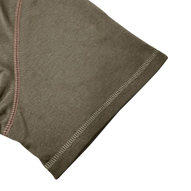 Exclusive Summer Button V-Neck T-Shirt | Casual Cotton Blouse — Army Green — Size L — Alternate View 9