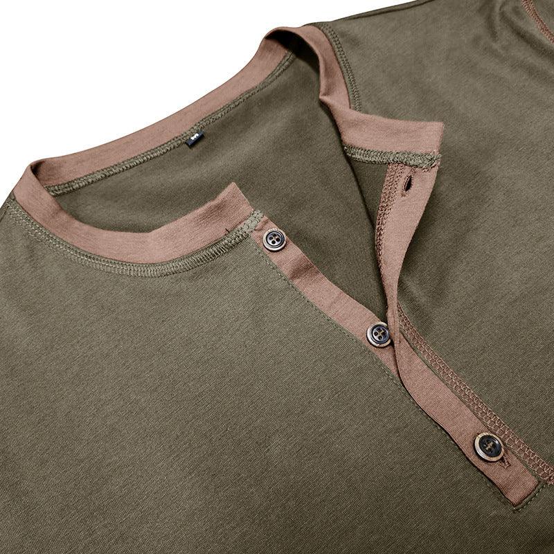 Exclusive Summer Button V-Neck T-Shirt | Casual Cotton Blouse — Army Green — Size L — Alternate View 8